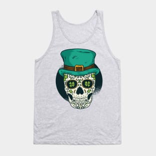 Sugar Skull St Patricks Day Of The Dead Women Shamrock Tank Top